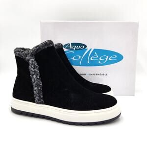 Aqua College Women Black Suede Sonia Casual Waterproof Pull-On Sneakers Size 7.5